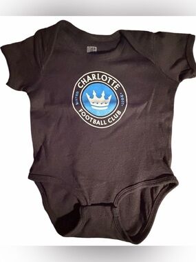 Charlotte FC baby bodysuit size 6-9 months Black MLS Soccer